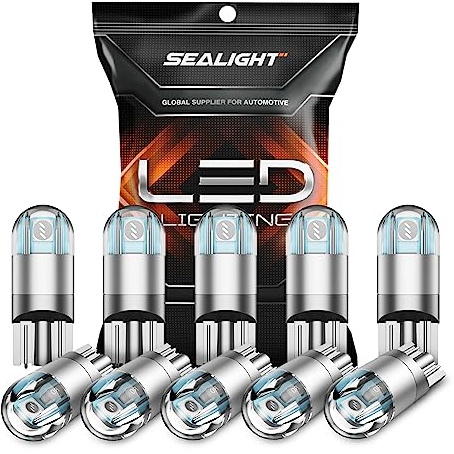 SEALIGHT 194 LED Bulb Blue, License Plate Light, Dome Light, T10 168 2825 W5W 3030 Bright Chips Wedge for Replacement Map Trunk Door Courtesy Dash LED Light Bulb,Pack of 10