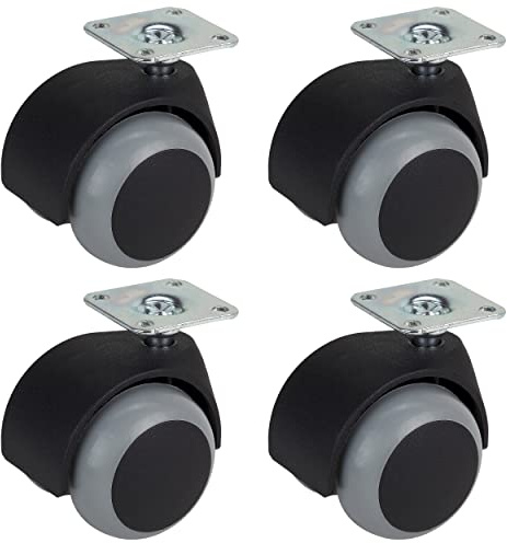 Dörner + Helmer Juego de 4 ruedas dobles para muebles, 50 mm, con rueda de TPE y placa, capacidad de carga de 120 kg/set