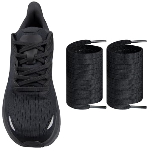 Endoto Flat Shoe Laces for HOKA ONE Clifton/Bondi/Rincon/Skyflow Running Sneakers Replacement Shoelaces Strings(Color:Black,Size:45Inch)