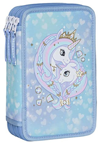 Beckmann 3-Fächrige Federmappe Unicorn Princess Ice Blue