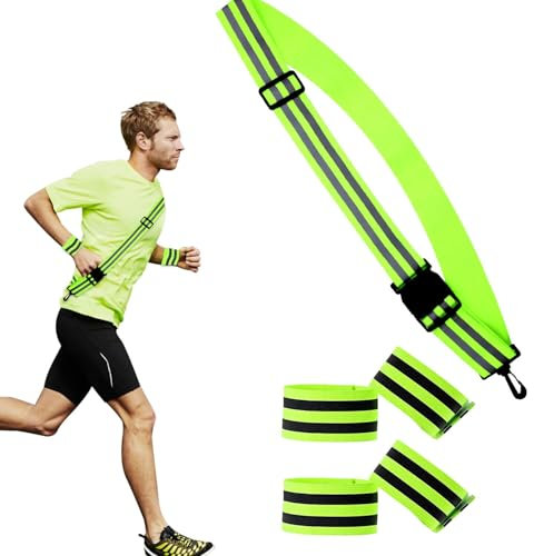 Fosoloni Reflektoren Kleidung Set,Reflektorgürtel Reflektorband Reflektor,Reflektierende Sicherheits Armband für Radfahren Wandern Joggen Wandern Kinder Erwachsene（5PCS）