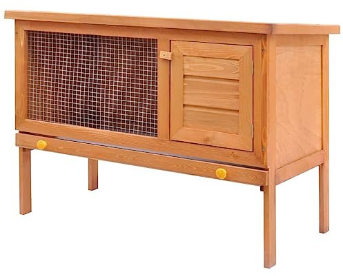 Holz Kaninchenstall 1 Ebene Kleintierstall für draußen und drinnen, Hasenstall Kaninchenkäfig Kleintierhaus Hasenvilla, 90 x 45 x 65 cm