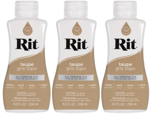 Rit Dye – 237 ml, flüssige Stofffarbe für Kleidung, Dekor und Handwerk – Taupe (3 Stück)