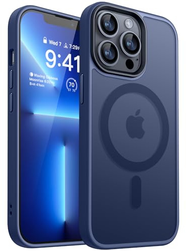 CANSHN Magnetisch für iPhone 13 Pro Hülle für MagSafe [TOP Magnetische Adsorption] [Militärschutz] Schutzhülle Samtige Touch Matt Anti-Kratzen Handyhülle iPhone 13 Pro Case, Dunkelblau