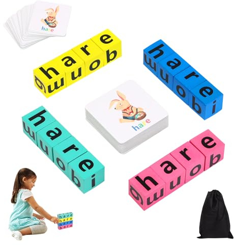 Matchande spel, bokstavsspel med inlärningskort, läsblock av trä, trä, stavning, matchande bokstavsspel, tidiga alfabetiska spel för barn från 3 år