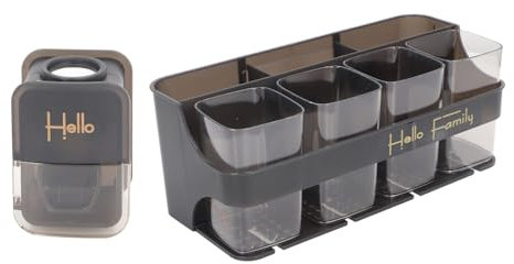 Trisar Zahnbürstenhalter, Robuster Kunststoff-Zahnbürstenhalter, Platzsparend, Wasserdicht, mit Zahnpastaspender für Badezimmer (4 Tassen), Trisarukq1mz5trs-12