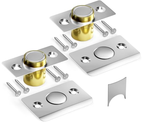 Tonitrui Silent Ball Catch, Adjustable Strong Magnet Door Catch，Using Noise Free, Replacing Door Ball Catch, with Identical Installation Dimension(2 Pack, Silver)