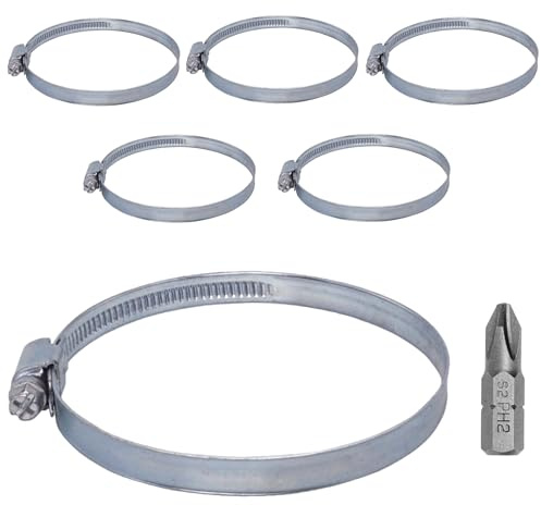 SKIR'CO (6 Stück) Verstellbare Schlauchschellen 80-100 mm, verzinkter Stahl Schlauchschellen DIN 3017, Rohrschellen, Schlauchschellen mit verstellbarem Durchmesser