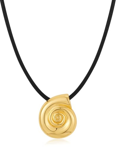 ENSKEFEN Collar de estrella de mar con colgante de concha para mujer, estilo bohemio, playa, cadena dorada, joyería moderna para el océano, Adjustable Size, Latón, No es una piedra preciosa