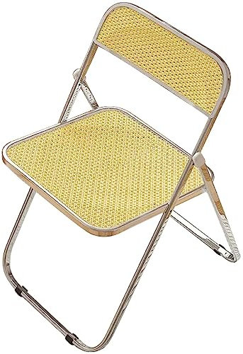 Klappstühle Im Retro-Stil Aus Rattangeflecht, Loungesessel Für Den Balkon, Esszimmerstuhl Mit Rückenlehne Für Zuhause, Trainingsstuhl Für Den Außenbereich, Tragfähigkeit 100 Kg(Gelb)