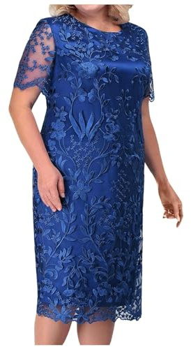 Borsa Sacca da Donna per la della Sposa Abito da a Maniche Corte con Ricamo Floreale Taglie Forti Abito Chiffon Lungo