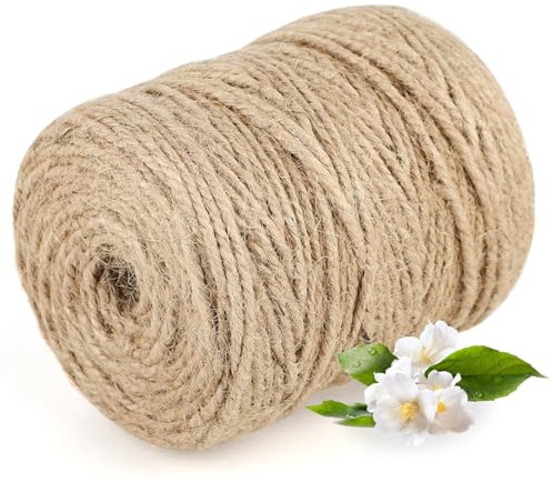 Spago di Juta 3 mm di Spessore, Rotolo da 100 m – Corda di Canapa Naturale per Giardino e Artigianato, Ideale come Spago in Juta per Uso Versatile e come Corda per Tiragraffi per Gatti.