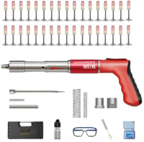 ZHXQRP Manuelle Mini-Nagelpistole aus Stahl 5-Fach verstellbare Nagelpistole Beton-Nagelpistolen-Sets integrierter Luftnagler für Betonwände