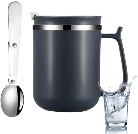 Générique Mug isotherme avec anse en inox - Tasse à café de voyage portable en inox 500 ml pour boissons chaudes, usage intérieur et extérieur, vie quotidienne, voyage, lieu de travail