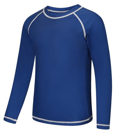 Zoofly UV Shirt Kinder Badeshirt Rashguard-Shirts für Jungen Langarm UPF 50+ Sonnenschutz Rash Vest Kinder UV Kleidung Schwimmen Shirt, Dunkelblau 6-7 Jahre (XS)
