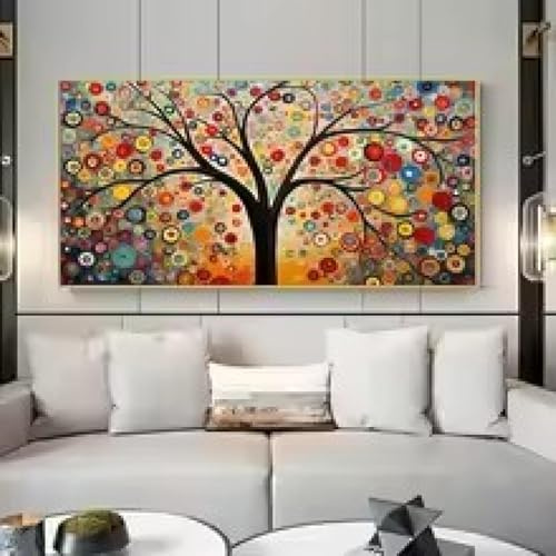 TONGYINLI Stampa su tela moderna astratta con albero a vortice, poster colorato con albero della vita, quadri da parete, per l'arredamento del soggiorno 80x160cm senza cornice