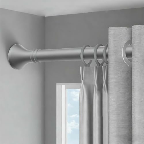 Gardinenstange Ohne Bohren Lang Gardinenstange Extra 40-500cm Länge Duschstange Edelstahl Klemmstange Ausziehbar für Badezimmer, Schrank, Schlafzimmer und Balkon(Grau,410-500cm)