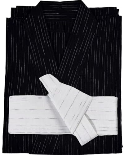 Haowul Kimono Uomo Tradizionale Giapponese Yukata Kimono Lungo Yukata Sciolto con Cintura per Cosplay Sauna Domestica