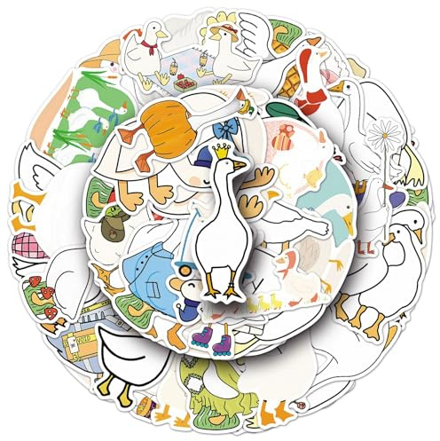 50 Pcs Goose Stickers Laptop Car Scrapbook Phone Skateboard Suitcase Luggage Bike Funny Goose Vinyl Waterproof Aesthetic Personalised Stickers for Teens Boys Girls Adults
