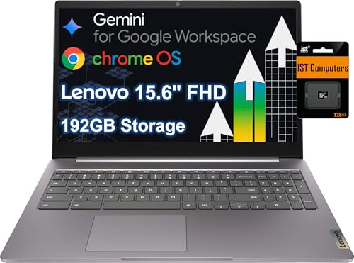 Laptop Lenovo Chromebook 15, FHD de 15 pulgadas, Intel Celeron N4500, 4 GB | (eMMC de 64 GB + tarjeta SD de 128 GB), para el hogar y estudiantes, antirreflejos, ligera, cámara web HD
