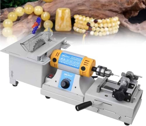 ZIXIAOS Sierra Lapidaria para Joyería De 750 W, Pulidora De Piedras Preciosas con Eje Flexible, 800-10 000 R/Min, para Cortar, Amolar Y Taladrar, ángulo Ajustable,Machine+JadeKit