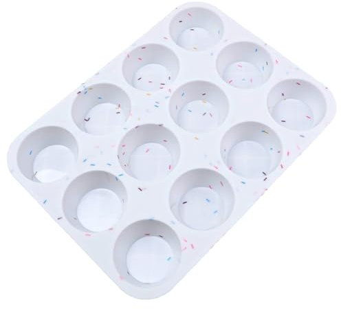 Hqunjikp Stampo per muffin | Piccola teglia per muffin – Antiaderente 12 tazze in silicone resistente al calore per forno microonde congelatore pane campeggio