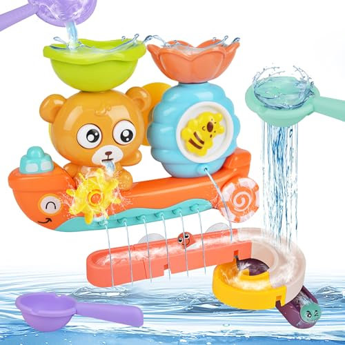 OdiuK Badewannenspielzeug ab 1 2 3 4 Jahr, Badespielzeug Kinder DIY Kugelbahn mit Saugnäpfe Wasserspielzeug Kinder ab 1 2 3 Jahr, Badespielzeug Baby ab 6-18 Monate, Geschenk für Mädchen Jungen