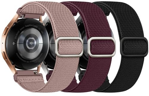 Joehwerr 3 Pack Elastic Straps Compatible with Samsung Galaxy Watch 7 6 5 4 FE Strap, 40mm 44mm 45mm/Watch 6 4 Classic 4 42mm 46mm 43mm 47mm/Active 2, 20mm Water-Resistant Stretchy Nylon Sport Band