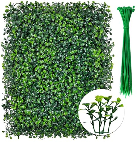 Szfanyangxuan 6 PCS Artificial Hedge Panels 40x60cm - Dark Green Boxwood Privacy Fence Wall for Indoor Outdoor Garden Decor, Wedding Backdrop, Balcony Cover