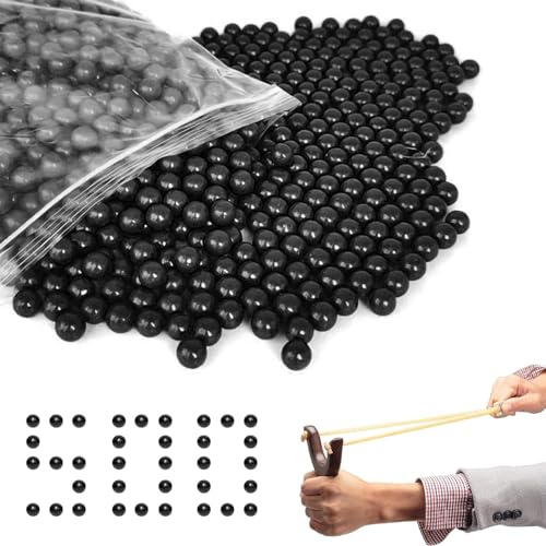Jeyrup 500 fionda di pietra per munizioni (biodegradabile), 9 mm, sfere di fango per fionda di pietra, palline di argilla dura (nero)