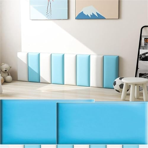 Tophacker Peel and Stick Headboard White Upholstered Wall Panels,3D Anti-Collision Wall Panel,30x60cm Self-Adhesive Bedroom/Living Room Upholstered Wall Pane