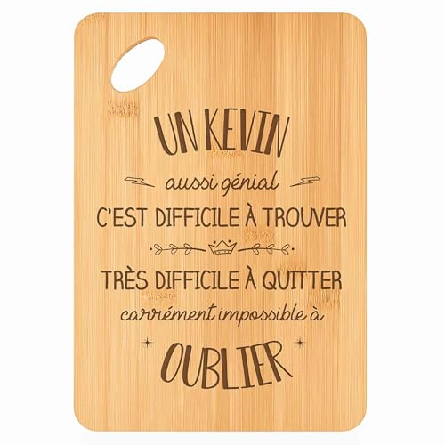 Planche à Découper un Kevin Aussi Génial - Plateau Apéro en Bambou Cadeau Gravé pour Homme Cuisine Barbecue