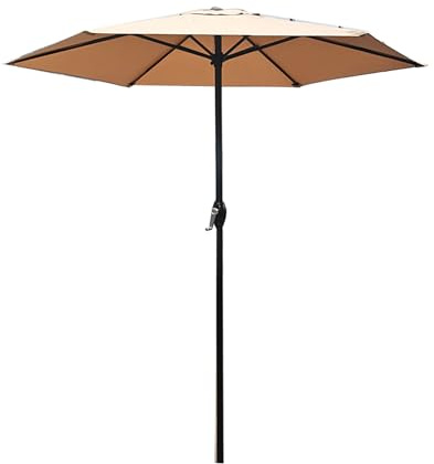 Asixxsix Parasol d'extérieur de 2,1 m, avec 6 baleines robustes, pour marché, plage, piscine, jardin, terrasse, arrière-cour, restaurant, protection UV (Kaki)
