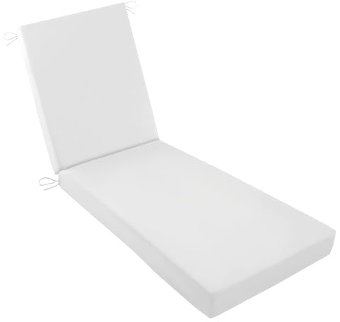 YFHT Auflage Sonnenliege Wasserdicht Mit Bändern, Sonnenliege Auflage Wetterfest Outdoor Polster, Deckchair Auflagen, Auflagen für Gartenliegen Waschbar,Weiß,200x60x5cm