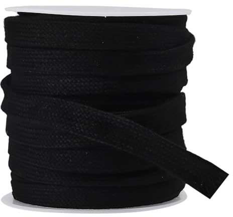 CABODYALS 18.29 m 12mm Schwarzer Kordelzug Ersatz Flach Weich Kordelzug Langlebiges Polyester Kordel Zubehör Mit Spulen Für Herren Und Damen Sporthosen Jogginghosen Pullover Jacken Hoodies Heimwerker