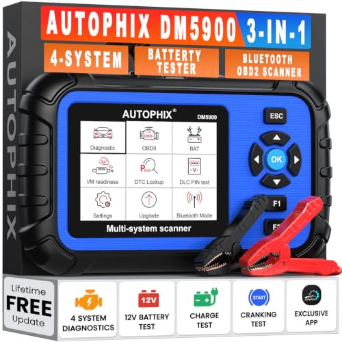 AUTOPHIX 4 Systeme Auto Diagnosegerät für ABS, SRS, Getriebe & Motor, 3 in 1 Bluetooth OBD2 Scanner, 12V Autobatterietester, KFZ Diagnosegerät mit Voller OBD2 Funktion