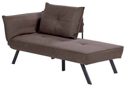 Beliani Chaiselongue Stoff braun linksseitig Schlaffunktion wasserabweisend Rocamadour