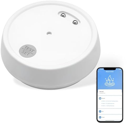 Wassermelder WLAN IP66 100 DB Wassermelder Wassersensor | Drahtloser Flutdetektor, für Küche Bad & Keller, Kompatibel mit Tuya/Smart Life App