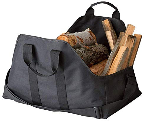 TentHome Holzkorb für Kamin-, Feuer-und Brennholz Kaminholztasche Kaminholzkorb Feuerholzkorb Schwarz Allzwecktasche Zeitungsständer Zeitungskorb