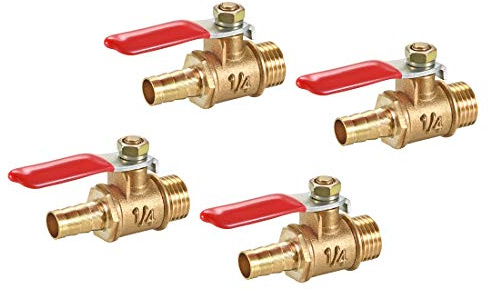 sourcing map 4Stk Luft Kugelhahn Abschalten Schalter 1/4 NPT Außengewinde | Messing, zu, 5/16 Schlauchstutzen