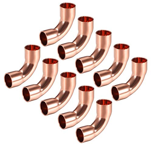 sourcing map 10 Stk 90 Grad Kupferbogen 8mm Ellenbogen Kupferrohr | Rohrverschraubung Verbinder für Klempnerarbeit