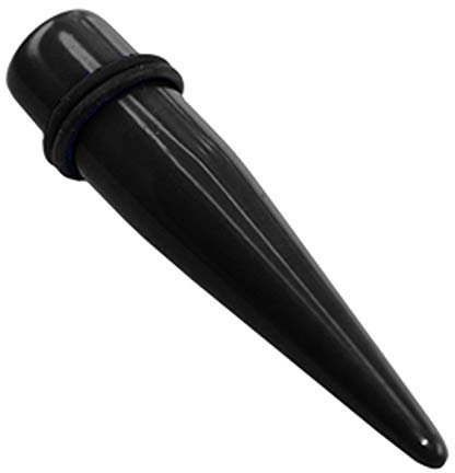 Treuheld® | 9mm Dehnstab | Schwarz | Acryl/Bio - Kunststoff | Dehner für Flesh Tunnel + Ohr Plugs | Dehnungsstab + 2 Gummiringe | Ear Expander