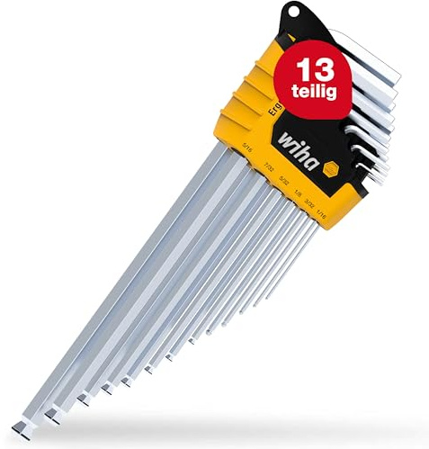 Wiha Stiftschlüssel Set 13-tlg. im ErgoStar Halter I Sechskant-Kugelkopf MagicRing® I 1,3 mm - 9,5 mm I mattverchromt, Zoll-Ausführung (43852)