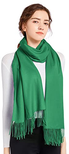 ELF KUCKUCK Schal Damen Winter Baumwolle Winterschal Pashmina Frauen Halstuch, Dunkelgrün