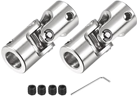 sourcing map 2 Stück Drehbare Kreuzgelenk Wellenkupplung 5mm bis 8mm Innendurchm. L35 x D14 mit Schrauben und Schraubenschlüssel für RC Modell