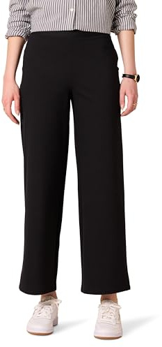 Amazon Essentials Pantaloni Eleganti Cropped a Gamba Larga Pull-On Donna, Nero, XS