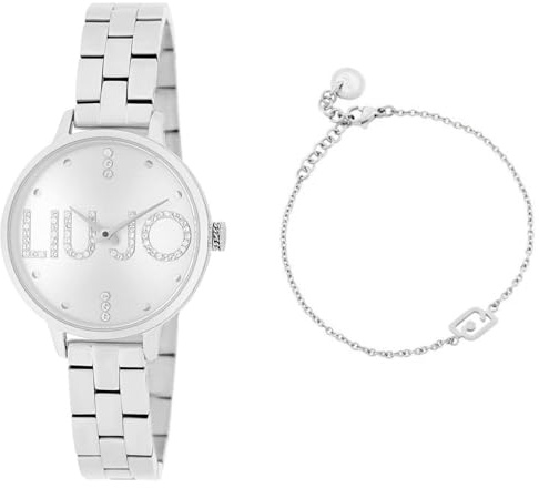 Liu Jo Couple Plus Orologio da polso da donna con cassa e bracciale in acciaio inossidabile, colore del quadrante: argento, diametro della cassa: 32 mm, TLJ2036