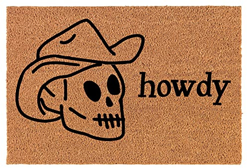 Welcome Doormat Coco Coir Door Mat Howdy Skull (30 x 18)