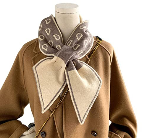 OVLAJ Schal Warmhalter Krawattenschal Für Frauen Karierte Gestrickte Schals-Wym-7,12X95Cm