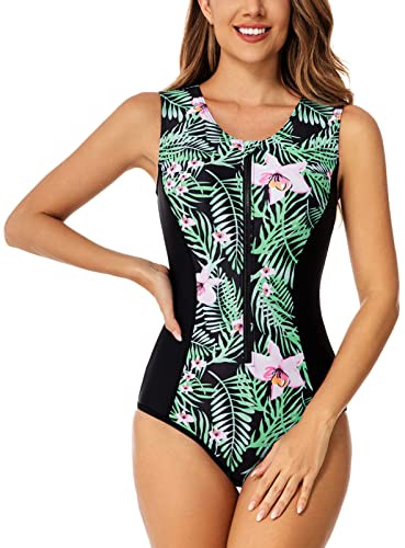 FEOYA Dam ärmlös baddräkt anti-sol dragkedja overall för surfing dykning simning storlek S-2XL, N-7, L